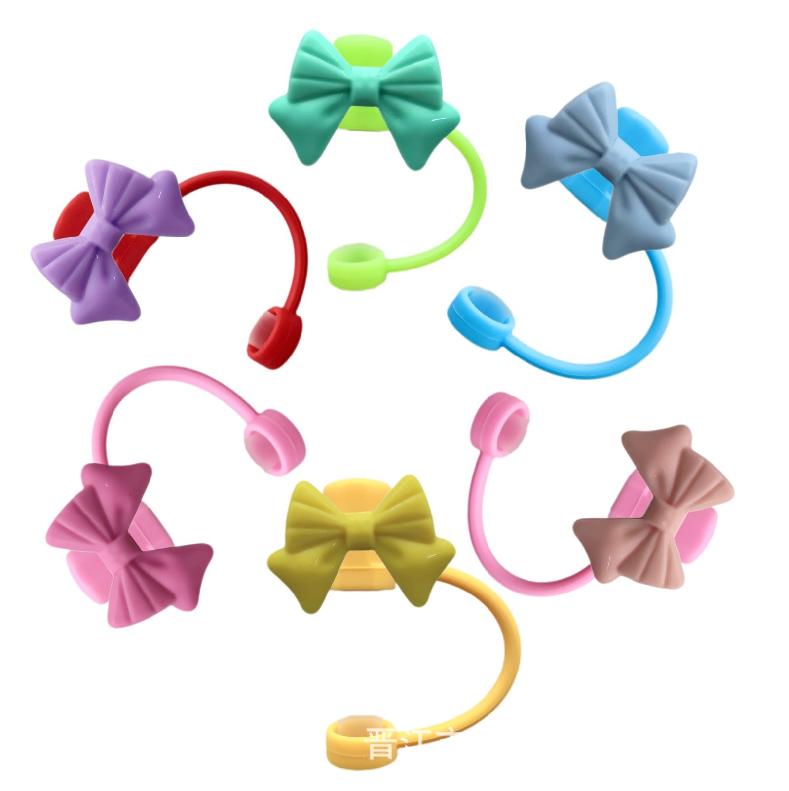 Wholesale colorful bow straw cap straw plug dustproof straw cover